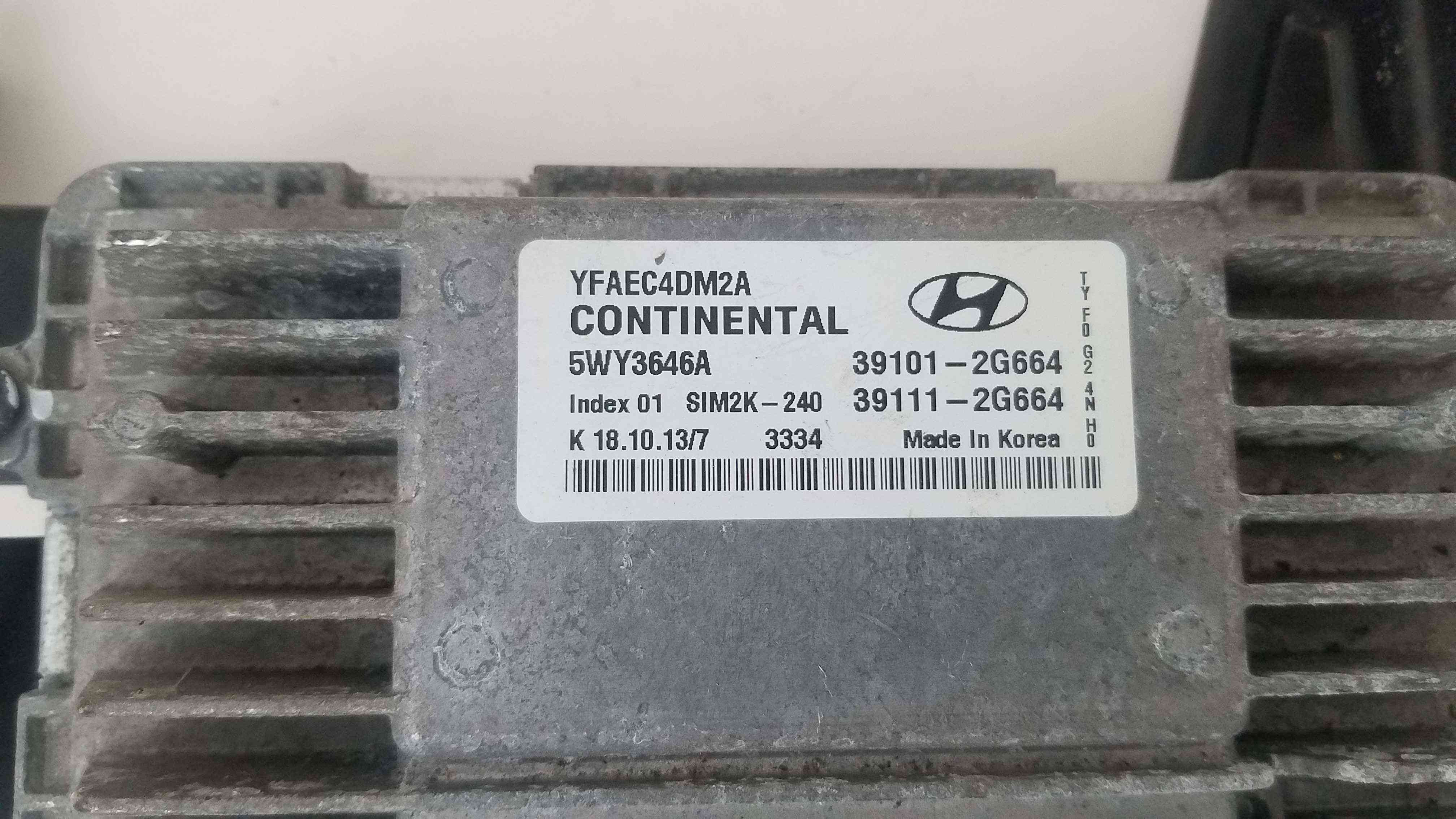 Блок ECU-компютер двигуна Hyundai Sonata 2014 2013 2012 2011 YFAEC4DM2A,5WY3646A,39101-2G664,39111-2G664